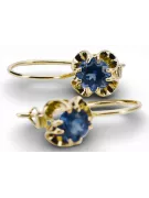 Or jaune 14 carats 585 Aquamarine des boucles d'oreilles vec035y Russe Soviétique URSS Style vintage Art Deco style